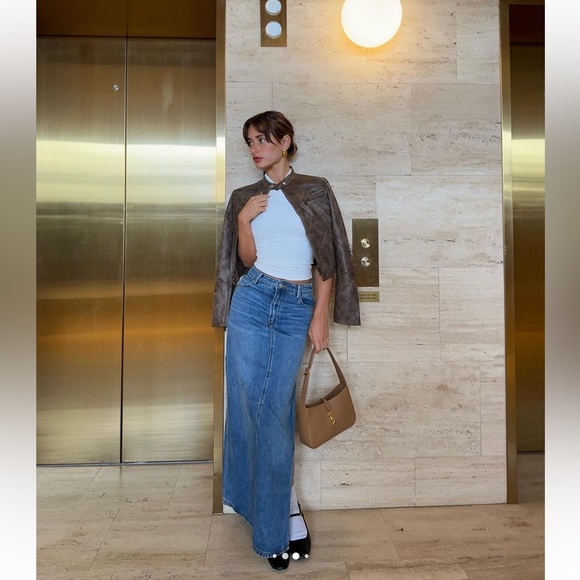 Zara Blue Denim Jeans Jean Maxi Skirt - Picture 6 of 13